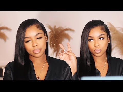 QUICKEST HAIRSTYLE | SLEEK DEEP SIDE PART | V-PART WIG...