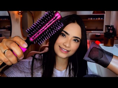 ASMR :CABELEIREIRA FAZ SEU CABELO E MAQUIAGEM!