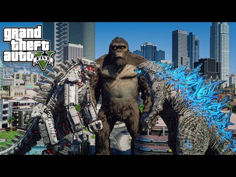 Godzilla, Kong vs Mechagodzilla Rematch Battle Movie ( GTA V Mods )
