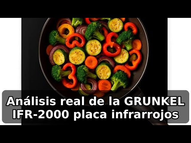 Vídeo relacionado con Placa de cocción por Infrarrojos de GRUNKEL IFR-2000 y 2000W, 8 Niveles, 29x37cm, Control Táctil, Temporizador. Ventilador automático enfriamiento tras uso. Superficie de cristal.