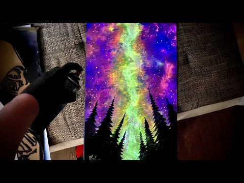 Stars In The Burning SKY - SPRAY PAINT ART - Glow In The Dark   by SKECH
