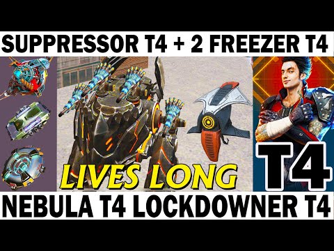 BLITZ 4 STING MK2 + NEBULA T4 LOCKDOWNER + SUPPRESSOR + 2 FREEZER T4 WAR ROBOTS CLIVE VICIOUS 70 T4