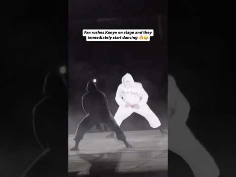 Fan rushes Kanye West on stage and they immediately start dancing💀😭 #kanyewest #rap #hiphop