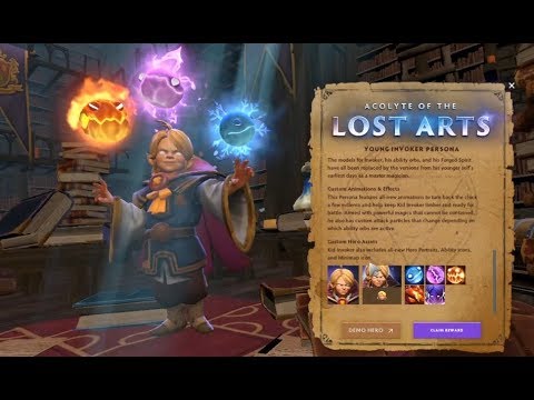 ACOLYTE OF THE LOST ARTS - YOUNG INVOKER PERSONA - DEMO HERO AND EFFECTS IN DOTA 2 -Ti9 Battle pass