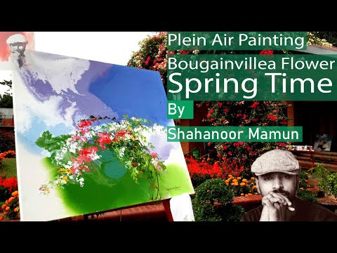 Spring Time  Bougainvillea Flower | Plein Air Painting; Shahanoor Mamun