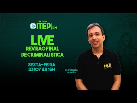 Banner de capa do material gratuito LIVE: REVISÃO FINAL  DE CRIMINALÍSTICA - ITEP/RN.