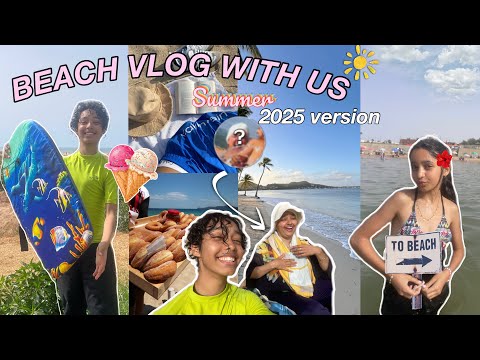 BEACH DAY WITH US🐚🌺|اجيو دوزوا معنا نهار عائلي في البحر🌊🥥💞درنا اصعب التحديات و ماما كانت غتغرق😨🫐