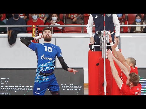Egor Kliuka with a sharp crosscourt super spike (CEV Champions League 21/22 4th Round)