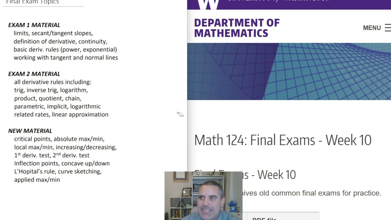 Math 124 Final Exam Tour and Topics Overview