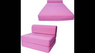 D&D Futon Furniture Pink Sleeper Chair Folding Foam Bed Sized 6" Thick X 32" Wide X 70" Long, Sofa
