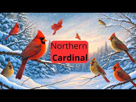 TV for Cat Northern Cardinal Invasion  During a Snowstorm! Don't Miss this Spectacular Winter Scene!