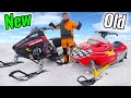 Old Vs New Snowmobiles On Backyard Track