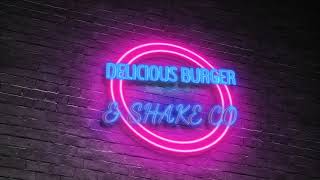 Delicious Burger Neon Breakfast Promo