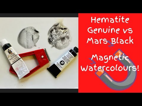 Hematite Genuine vs Mars Black - magnetic watercolours!