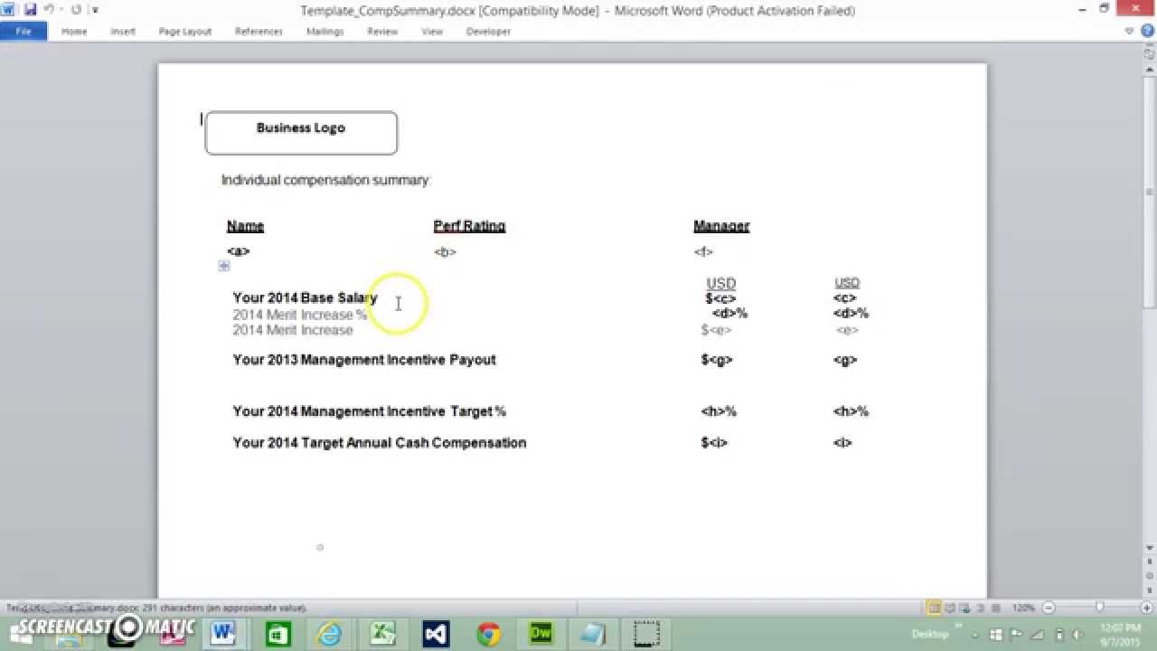 Document Generation System from Word Template