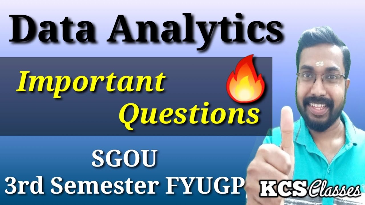 Data Analytics|Important Questions 🔥|SGOU 3rd Semester FYUGP 