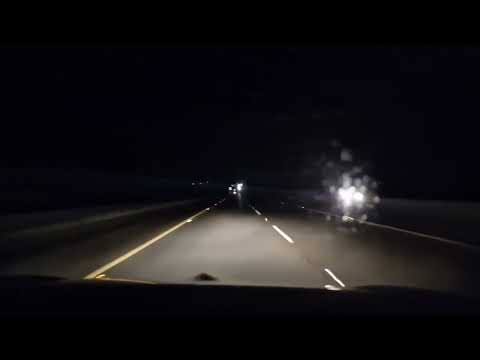 From Limerick to Dublin, M7. Night drive in motorway in Ireland.