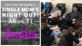 Jennifer, Tyler, and Theo getting pedicures at the Nail Lounge in Addison, Texas