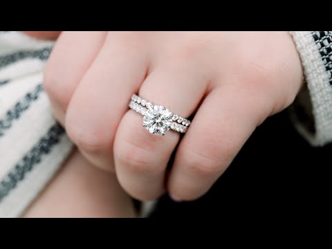 Lab Diamond Wedding Set with 2.5ct Classic Pavé Engagement Ring & Half Eternity Band | Ada Diamonds
