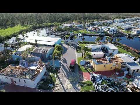 Hurricane Ian‘s damage to Gasparilla Mobile Estates in Placida, Florida.