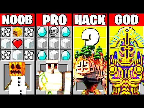 Minecraft Battle: SUPER GOLEM CRAFTING CHALLENGE - NOOB vs PRO vs HACKER vs GOD ~ Funny Animation