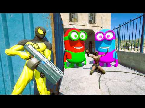 GTA 5 - Spiderman VS Minions Funny Ragdoll - EP 55