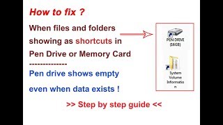 How to show hidden files in pen drive that turned into shortcuts by a virus