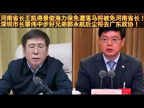 河南省长王凯被蓝天立、金湘君供出将被免河南省长！传陈吉宁人马杨晋柏将接王凯河南省长？深圳市长覃伟中被马兴瑞拖下水！被和郭永航一样贬广东政协任副主席！。