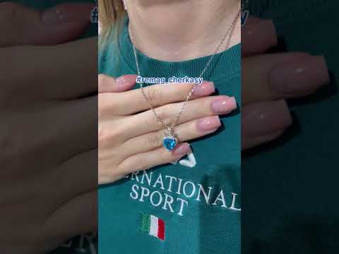 Подарок девушке колье "Лазурное сердце с серебряной короной" кулон с цирконами на цепочке в коробочке - фото 2 - id-p2254800718