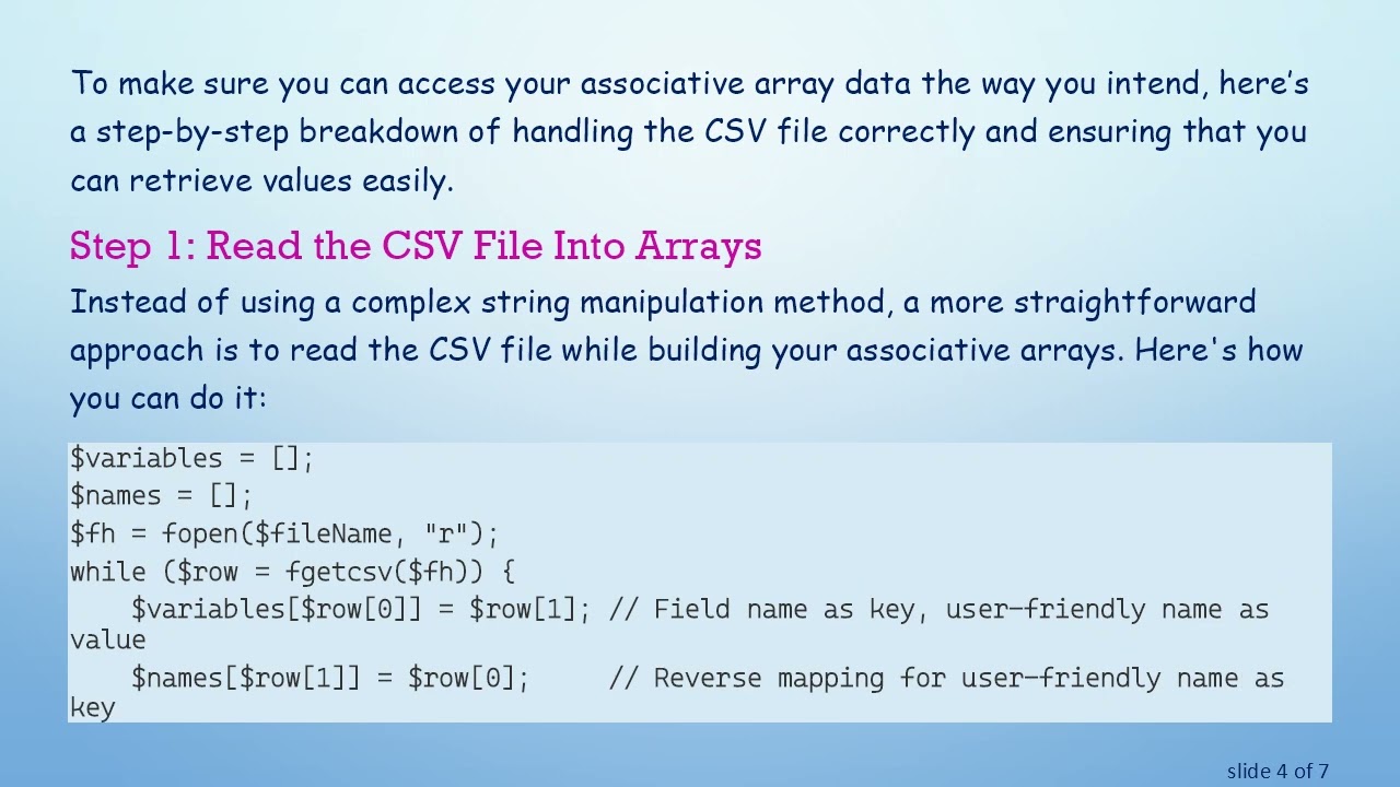 How to Successfully Access Associative Arrays in PHP from CSV Files