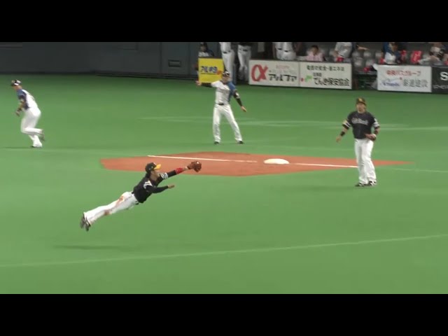 【8回裏】「得点は許さない!!」ホークス・今宮 貫禄のファインプレー!! 2015/9/10 F-H