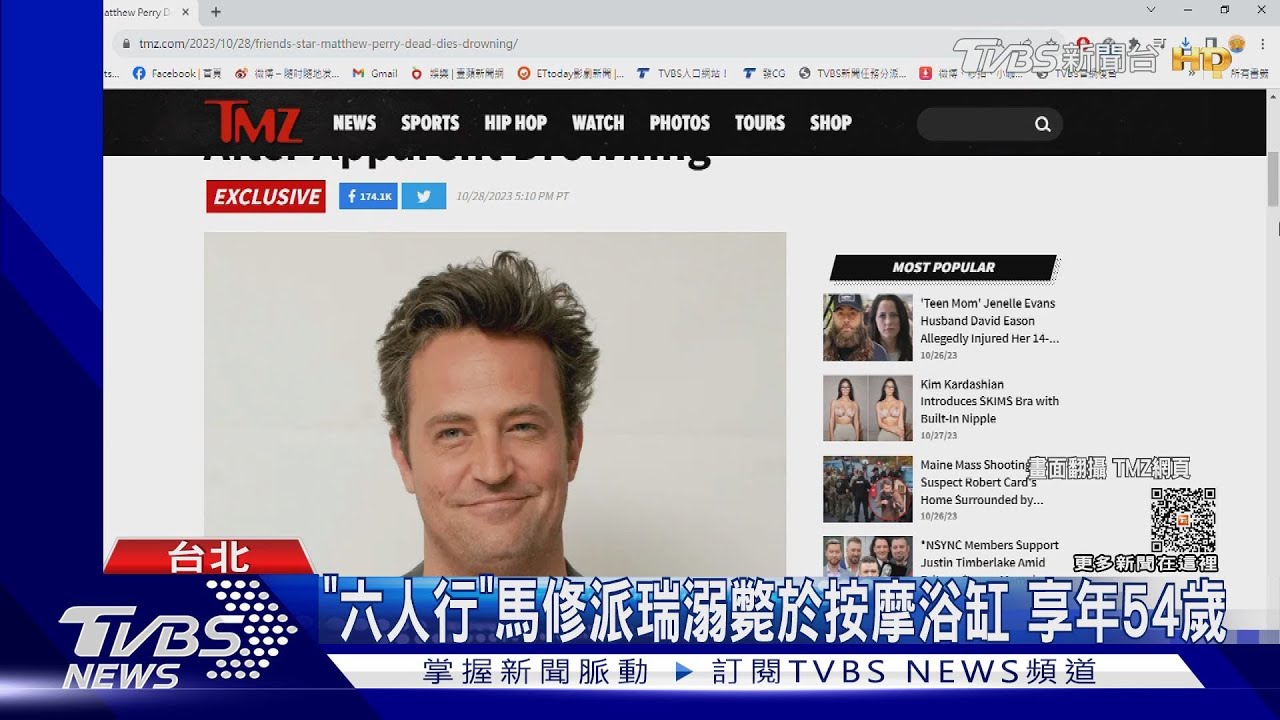 《六人行》馬修派瑞溺斃陳屍按摩浴缸 享年54歲 生前染酒癮險送命