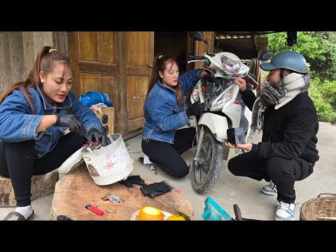 The girl went all the way home to fix the motorbike's faulty battery and brakes.