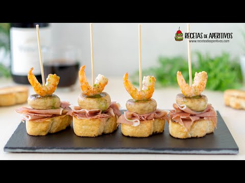 PINTXO de CHAMPIÑÓN con JAMÓN y LANGOSTINOS - PINTXOS VASCOS #43