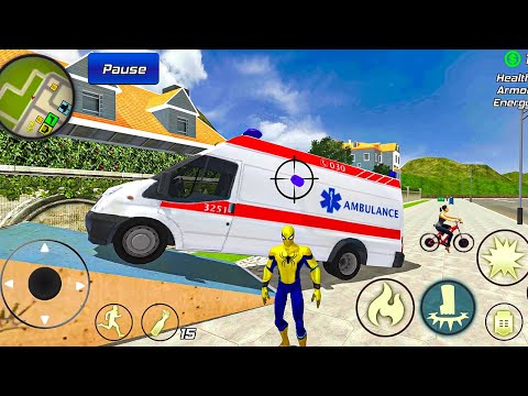 Spider Rope Hero Gangster Crime - Ambulance Driving at Vegas City - Android Gameplay