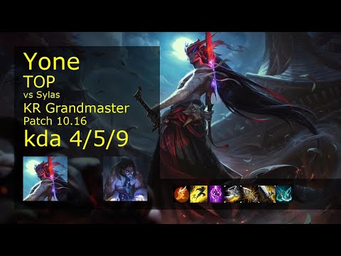 Yone Top vs Sylas - KR Grandmaster 4/5/9 Patch 10.16 Gameplay // [롤] 요네 vs 사일러스 탑