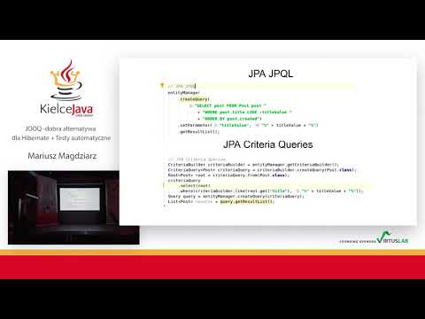 Kielce JUG #25 "JOOQ  dobra alternatywa dla Hibernate + Testy automatyczne" - Mariusz Magdziarz