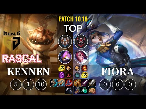 GEN Rascal Kennen vs Fiora Top - KR Patch 10.18