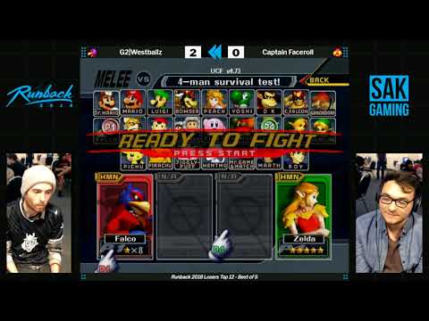 Runback 2018 Losers Top 12 - G2|Westballz (Falco) vs Captain Faceroll (Sheik)
