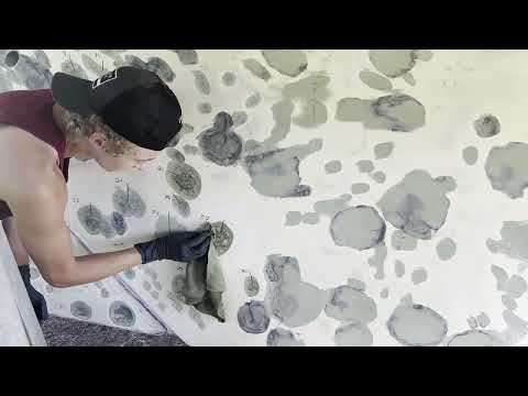 Repairing 1600 osmotic blisters on opal our Contessa 26.  #sailboatrestoration #sailboat #contessa26