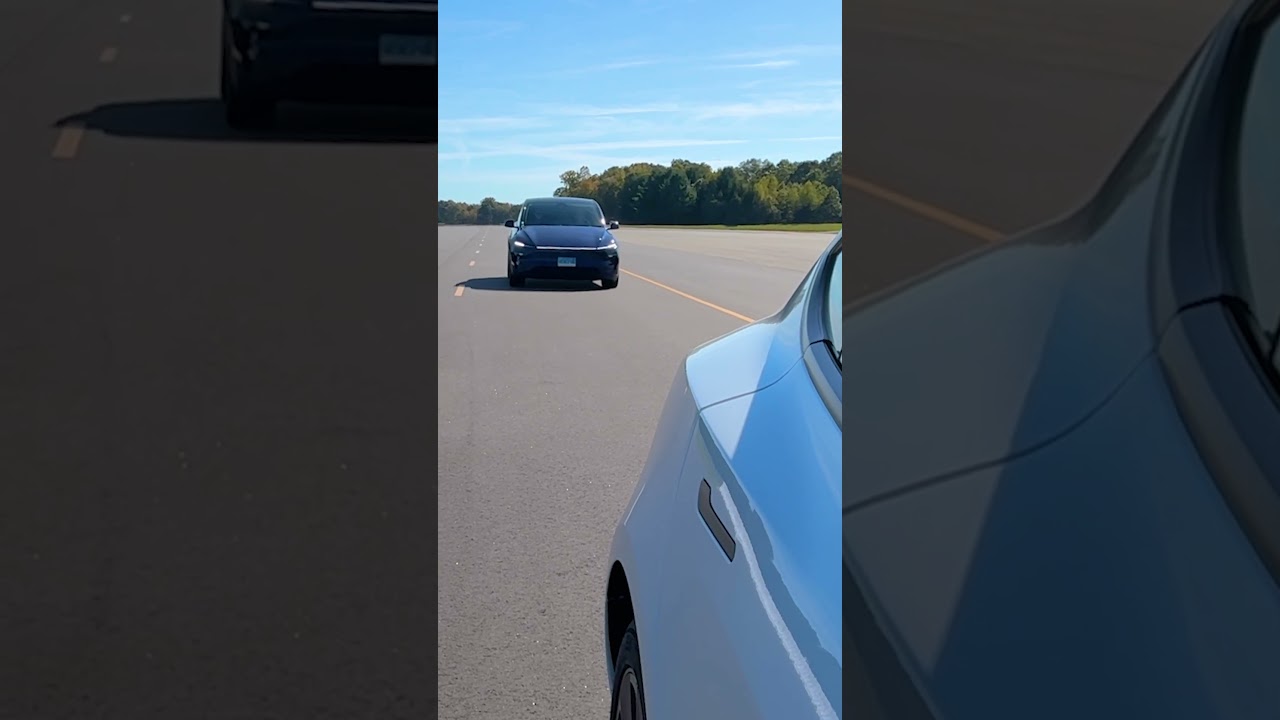 Testing adaptive cruise control capabilities on the 2026 Tesla Model Y at CR's track