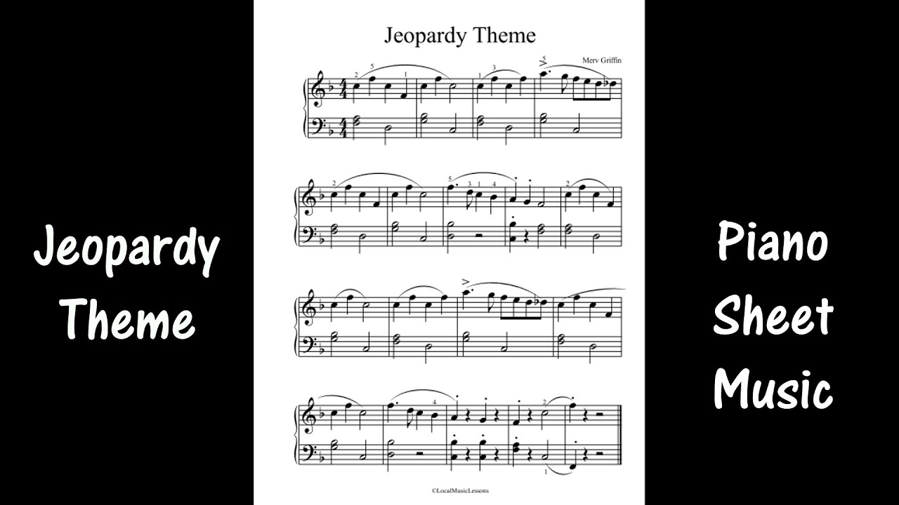 Jeopardy Theme - Piano Lesson - Sheet Music