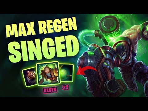 MAX HEALTH REGEN SINGED IS LEGIT UNKILLABLE IN LANE! (HEAL LIKE CRAZY) - League of Legends