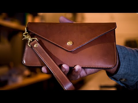 Making the PERFECT Italian leather clutch with wrist strap! - ASMR