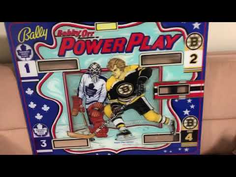 Bally Pinball Power Play featuring Bobby Orr in a Boston Bruins uniform!