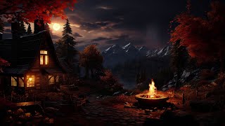 Calm Night Retreat: Crackling Campfire, Gentle Cricket Chirps, Serene Nature Sounds for Sleep