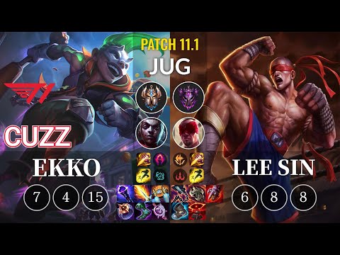 T1 Cuzz Ekko vs Lee Sin Jungle - KR Patch 11.1