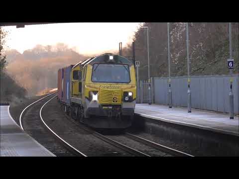 Freight trains & test train at Keynsham February 2021