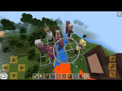 zombies attacked the villagers in the sky and falls into the lava in Minecraft