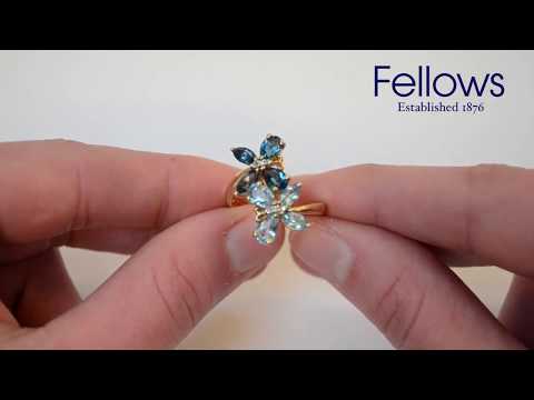 A 9ct Gold Topaz And Diamond Butterfly Ring